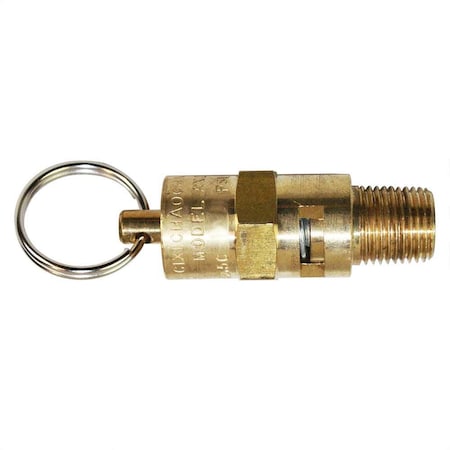 Interstate Pneumatics ASME Brass Safety Valve w/pull Ring 1/8 Inch MPT 165 PSI V165-8